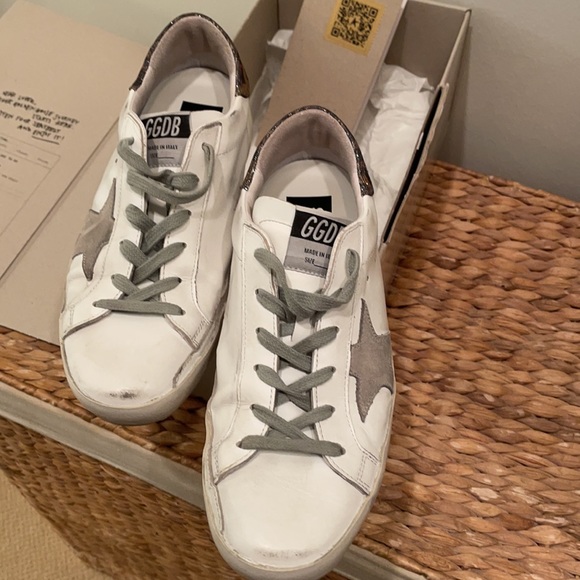 Golden Goose Superstar Classic With List / White with Lurex Heel. Box & duster. - Picture 11 of 13